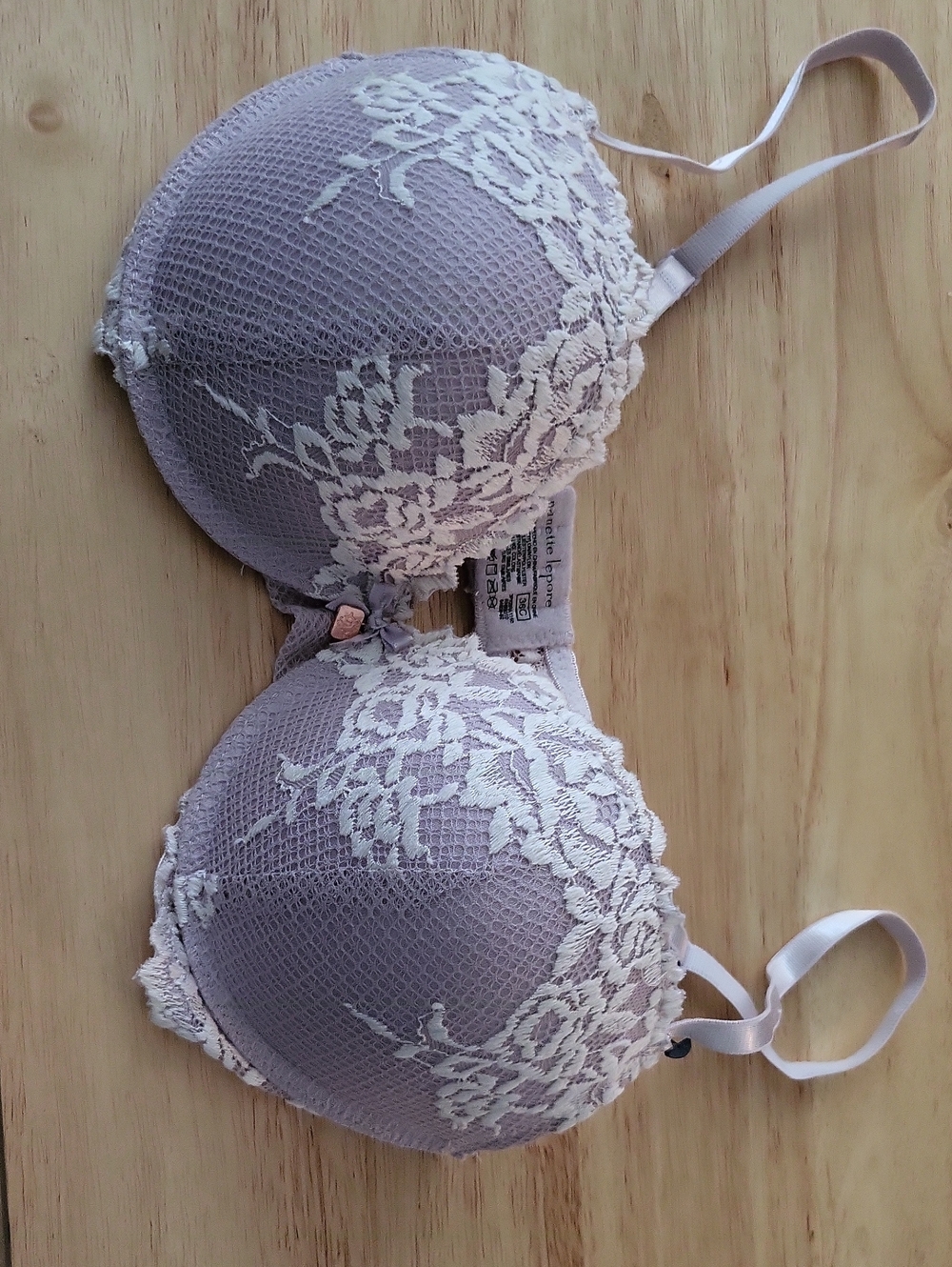 Nanette Lepore Lavender Bra with Cream Lace Overlay